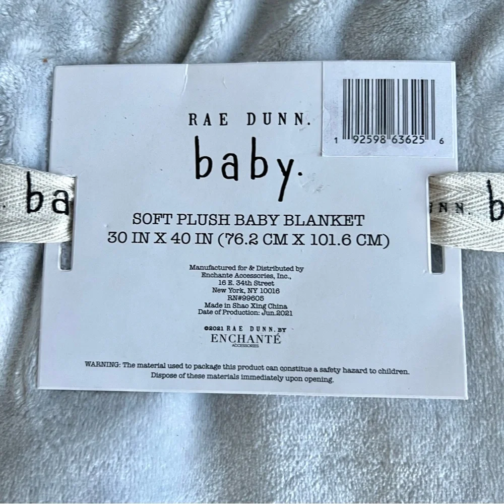 NWT Rae Dunn Grey ‘Snuggle Time’ Baby Blanket